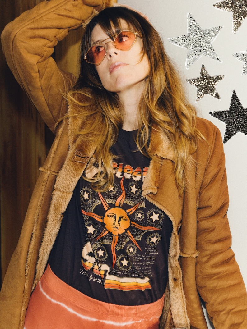 sun tshirt womens 70s clothing retro tee womens graphic tees solar cycles shirt ancient sun vintage sun art tshirt celestial tee stars shirt image 5