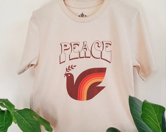 womens 70s graphic tees vintage anti war shirt peace tshirt seventies womens shirt hippy tee dove of peace t shirt for women retro rainbow