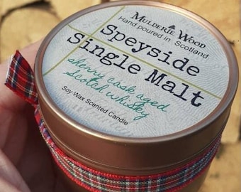 Whisky Whiskey Scotch Speyside Single Malt Scottish Boozy Fruit Soy Vegan Candle + Free Gift Bag