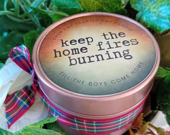 Vintage Inspired Home Fires World War One Vegan Handmade Soy Tin Candle + Free Cotton Gift Bag