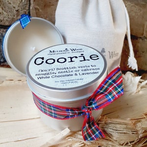 Coorie Snuggle Soothing Chocolate & Lavender Scottish Scotland Scots Highland Vegan Handmade Soy Tin Candle Free Cotton Gift Bag image 7