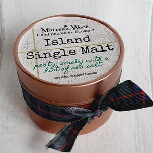 Whisky Whiskey Scotch Island Isla Single Malt Scottish Boozy Peaty Soy Vegan Candle Free Gift Bag image 2
