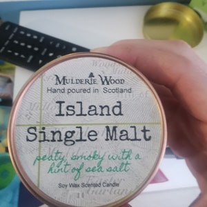 Whisky Whiskey Scotch Island Isla Single Malt Scottish Boozy Peaty Soy Vegan Candle Free Gift Bag image 5