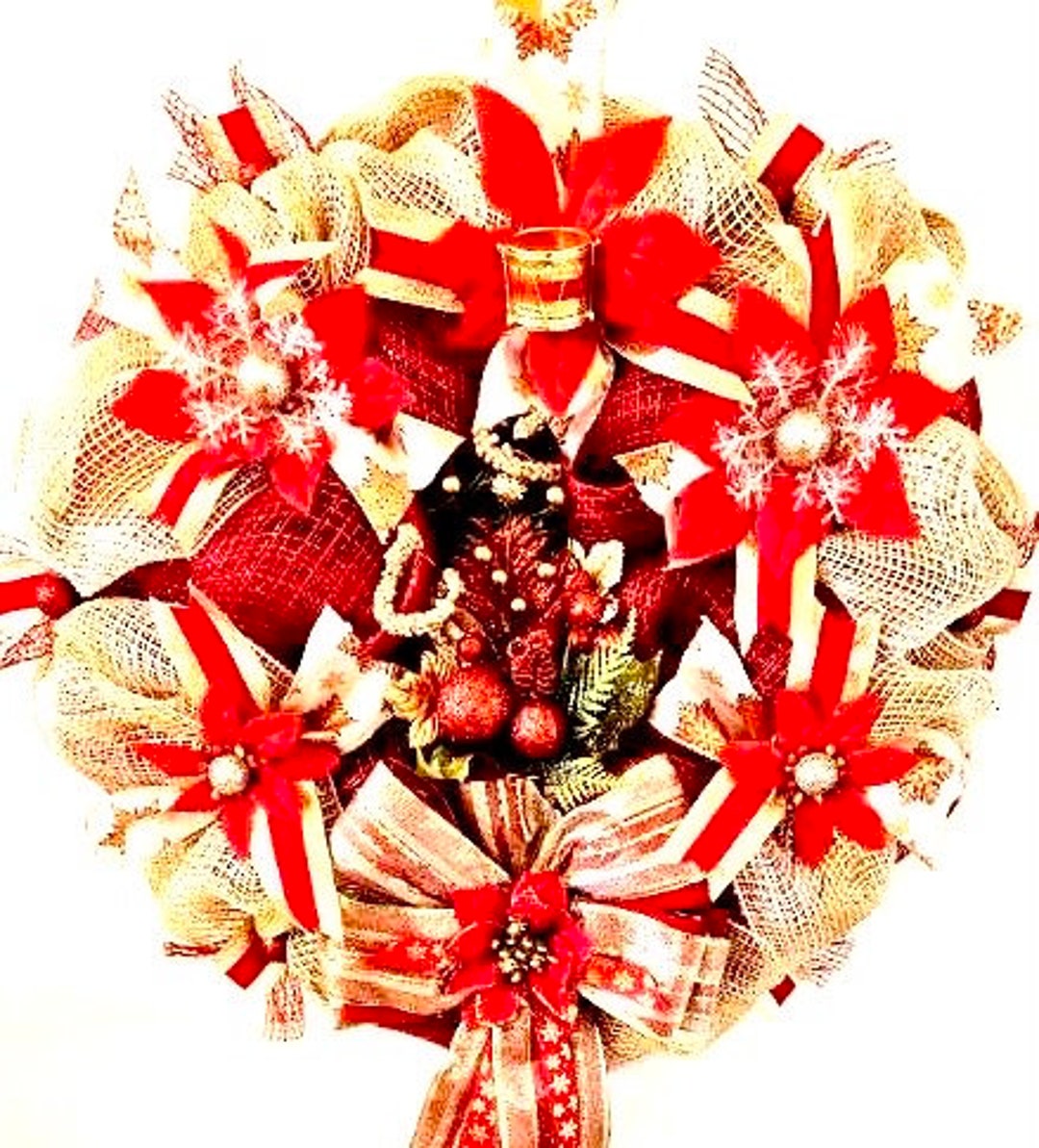 Poinsettia Wreath. Order by December 19th to Get It Before Etsy
