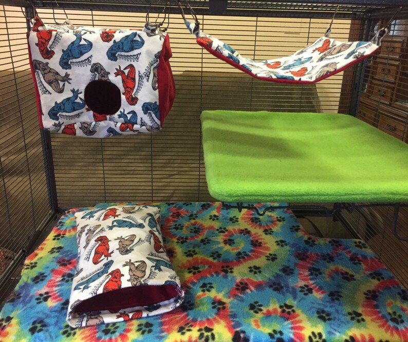 Set Of 3 Dinosaur Ferret Hammocks Rat Bedding Sugar Glider Image 0