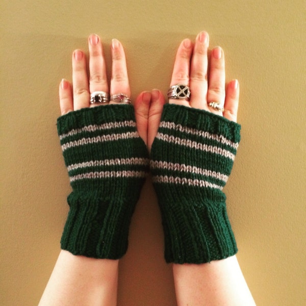 Slytherin House Fandom inspired Fingerless Gloves