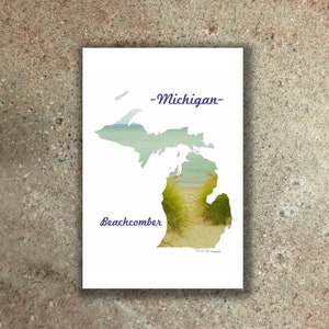 Michigan Postcard - Michigan Beachcomber - 4" x 6" - Frameable -  Michigan Beaches - Great Lakes - Lake Michigan