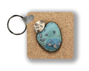 Michigan Keychain - Michigan Acrylic Keychain -  LeLand Blue Petoskey Stone Keychain - Michigan Gift - Michigan Key Chain -LeLand Blue Stone