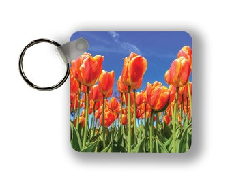 Michigan Holland Tulips Keychain - Holland Michigan Tulips photography - Flower Keychain - Tulip Time Keychain -Tulip Time Gift -Travel Gift