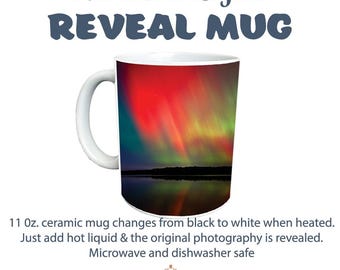 Northern Lights Color-Changing Mug | Aurora Reveal Mug | Heat Sensitive Ceramic Coffee Cup | 11oz | Original Photography | Astronomy Gift