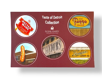 Taste of Detroit Sticker Sheet 4x6 — Original Photography Stickers: Better Made, Faygo, Vernors, Kowalski, Saunders- Detroit Food 313 Gift