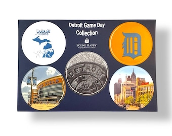 Detroit Game Day Sticker Sheet 4x6 – Original Photo Stickers: Lions, Tigers, Ford Field, Manhole Cover, Little Caesars Arena Sports Fan Gift