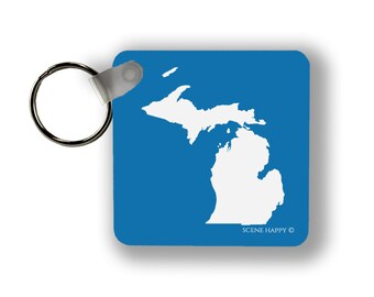 Michigan Keychain - Michigan Acrylic Keychain - Michigan Lion Blue Keychain - MI Blue Keychain - Michigan Gift -Michigan Key Chain
