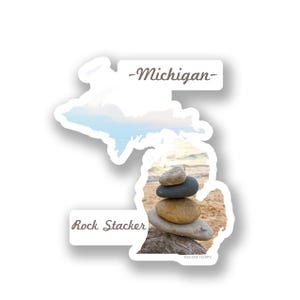 Michigan Rock Stacker Sticker: Lake Michigan Stone Photo - Die-Cut Vinyl