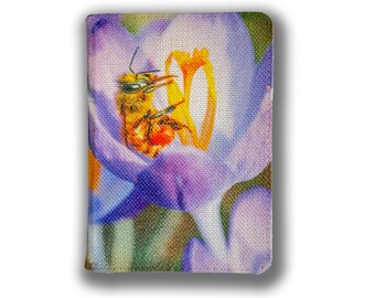 Purple Flower Crocus Bee Notebook - Bee Pollinator Notebook- Bee Notebook- Bee Gift - Bee Journal Notebook - Purple Flower Crocus Notebook
