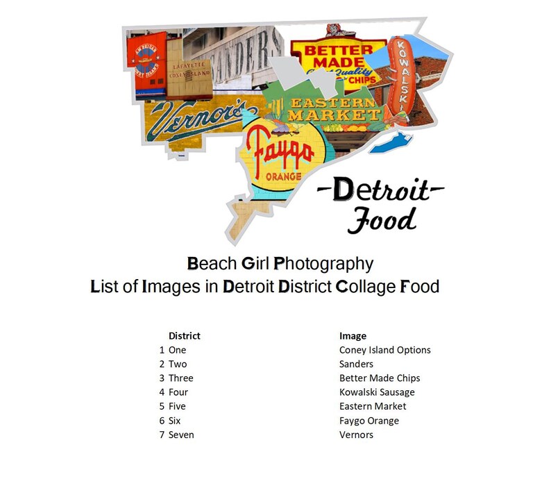 Detroit Michigan Food Greeting Card Detroit District Outline Etsy