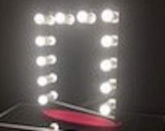 Dimmable Frameless (Crimson Rose) Hollywood Forever Lighted Vanity Mirror w/Touch Dimmer & Dual Outlets