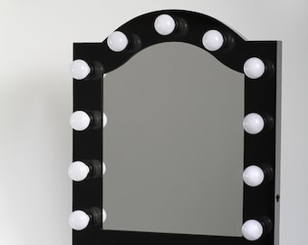Hollywood Lighted Vanity Mirror w/Drawers and Free LED Bulbs