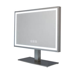 Premium Brushed Nickel Table Top Dimmable Curv Plus LED Lighted Mirror