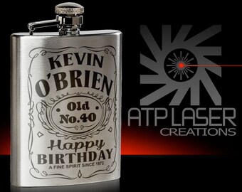 Personalized Birthday Flask: FK1005 Engraved Stainless Steel Gift Set
