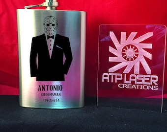 Horror Icon Groomsman Flask: FK1002 Engraved Wedding Party Gift