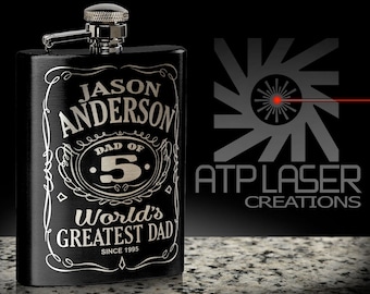 Personalized Engraved Flask - World's Greatest Dad, Father's Day Gift