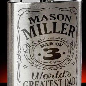 FK1016- Personalized Fathers&#39;s Day Gift World&#39;s Greatest Dad -flask, engraved flask, gift for him, personalized