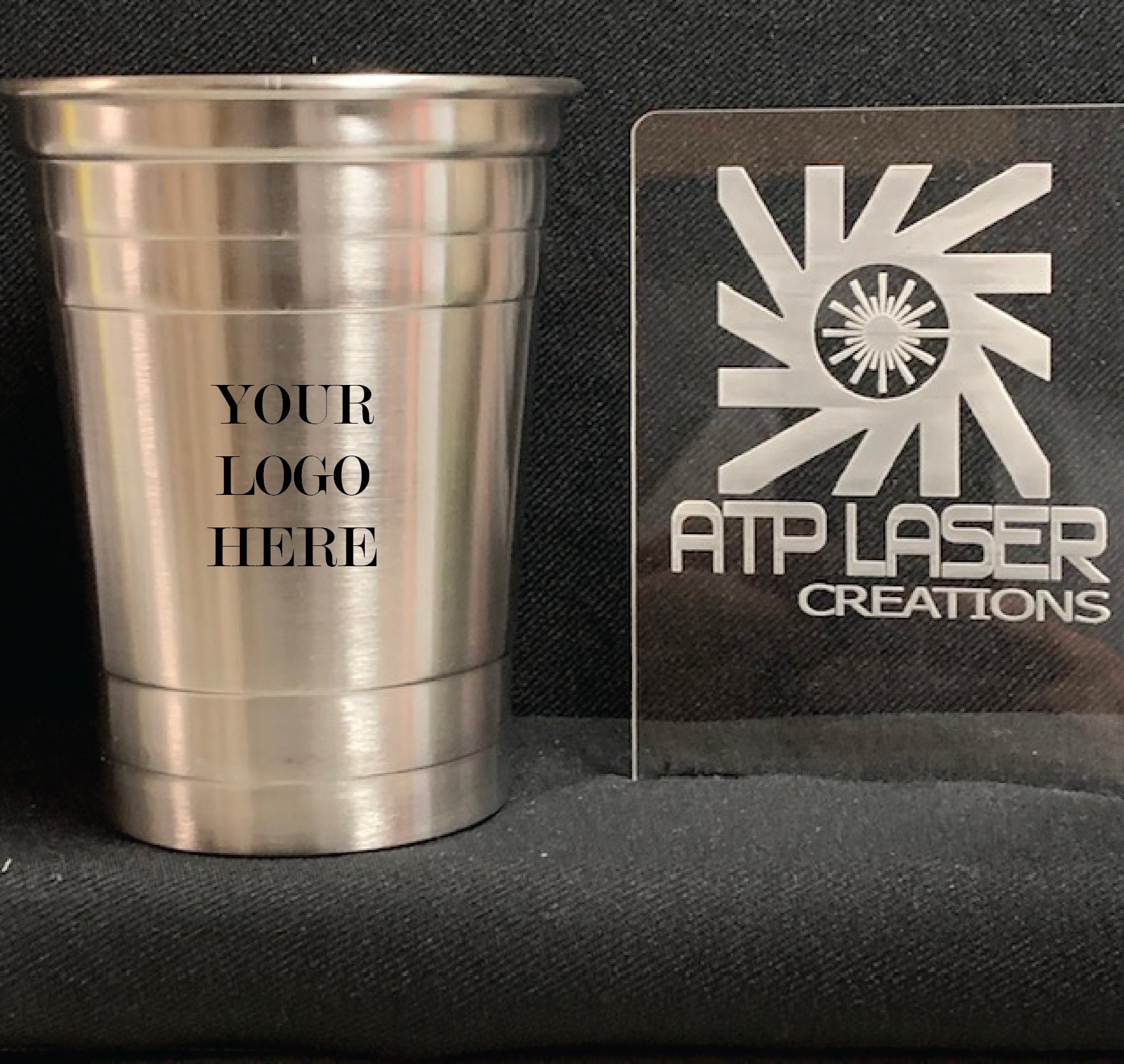 CUP1001 YOUR LOGO HERE 16 Oz. Stainless Steel Cup Etsy