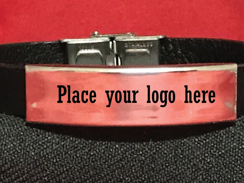 Your Logo Here Stainless Steel,Leather Bracelet Personalized BRAC1003 Laser engraved