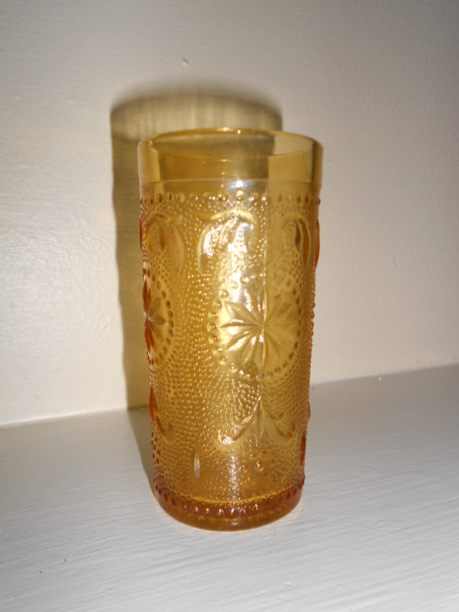 Vintage Brockway Glass Amber Tumblers Etsy