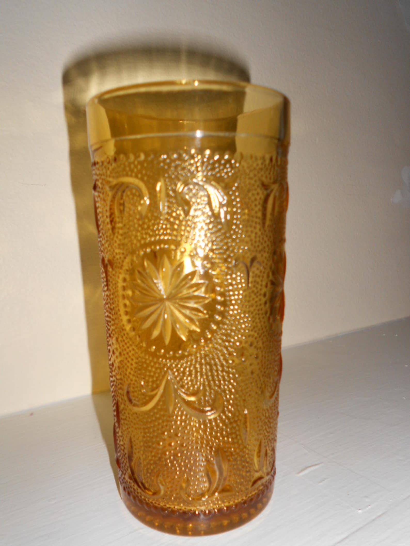 Vintage Brockway Glass Amber Tumblers Etsy