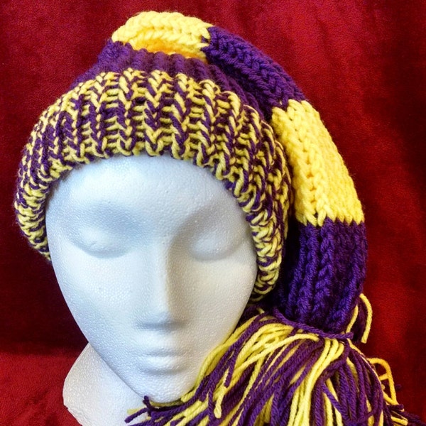 Purple and Yellow Gold Child or Adult Stocking Cap ESU WSU LSU Baltimore Ravens Minnesota Vikings