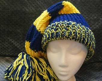 Adult Stocking Hat Team Colors Blue and Yellow Michigan Inspired Michigan inspired santa hat