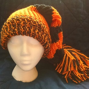 Cincinnati Bengals Inspired Stocking Hat Christmas Story Hat Tigers Hat Stocking Cap Orange and Black Hat