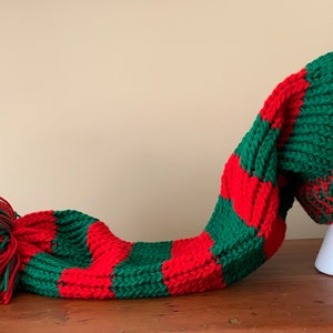 Adult or Child Stocking Hat Extra Long Santa Hat Red and Green Christmas Story Hat