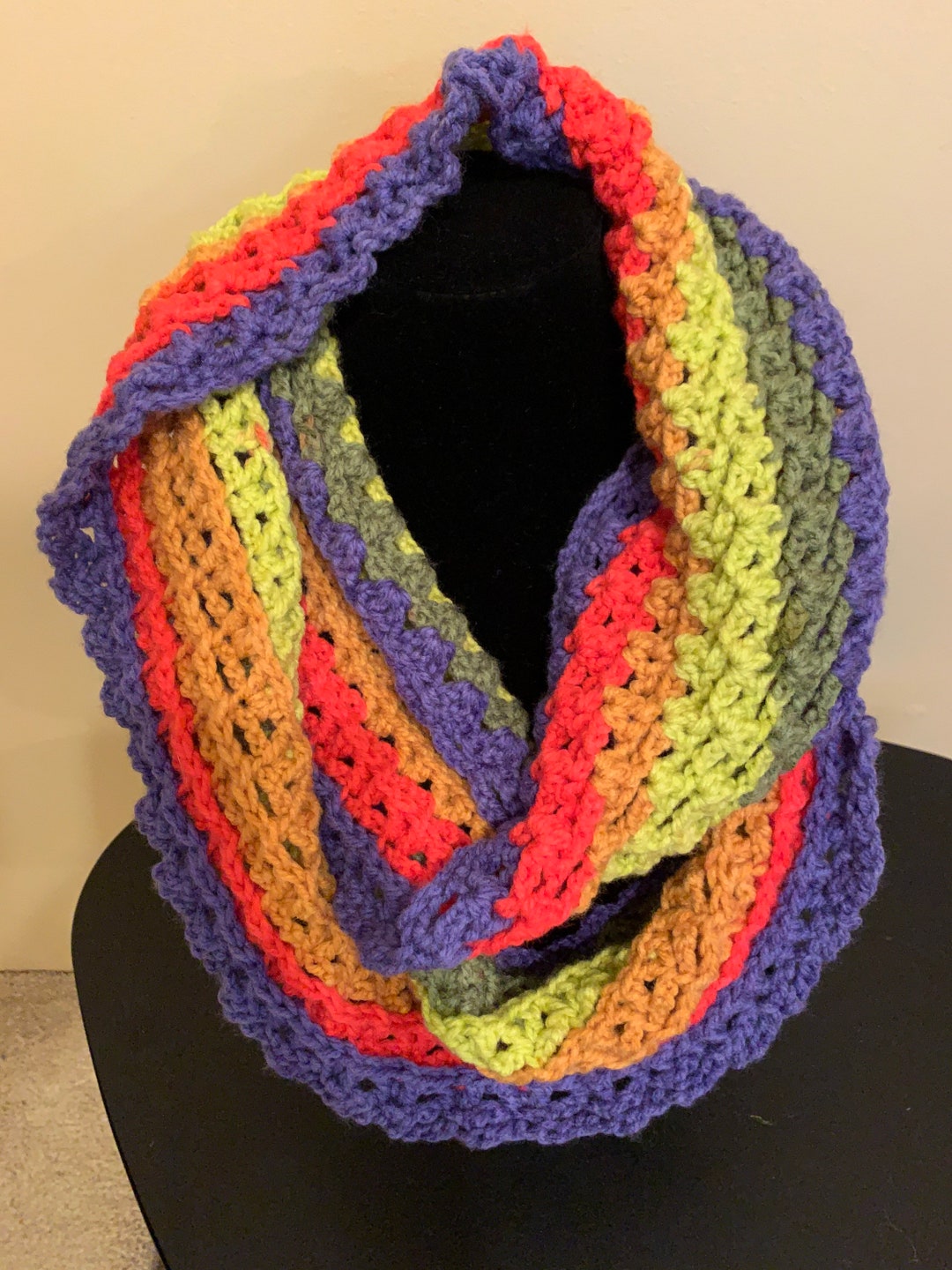 Bright Infinity Scarf Colorful Infinity Scarf Colorful Crocheted ...