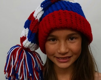Adult or Child Stocking Hat Red White and Blue Buffalo Bills Inspired NY Rangers Inspired