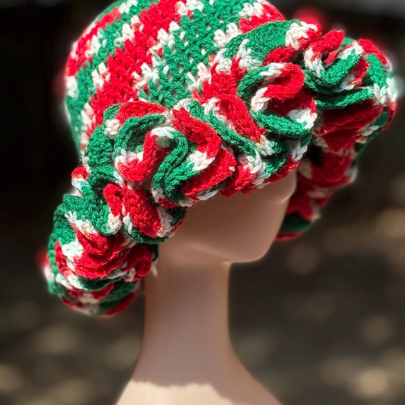 Hat Ruffles Red Getnoticedknits - Etsy