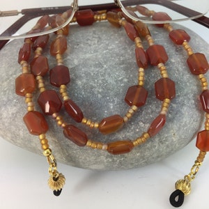 Agate Glasses Chain Orange Gemstone Glasses Chain Office Lanyard Gift Eye Glass Cord