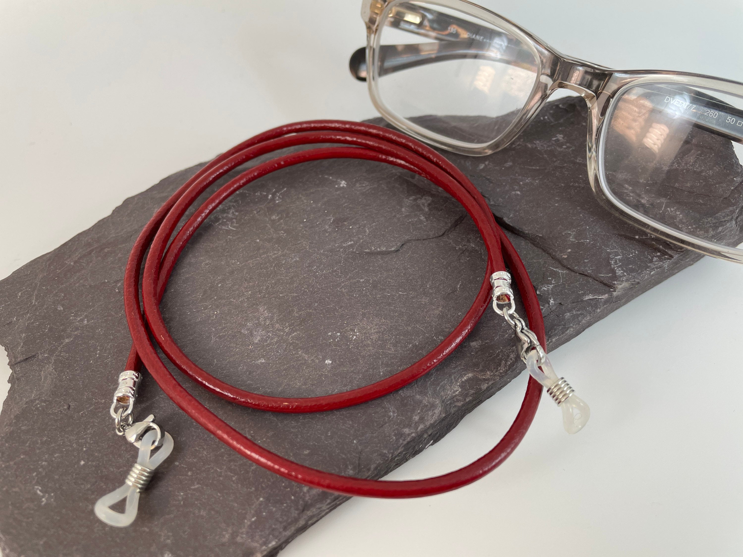 4 Pack Brillenhalter Strap Cord, Brillenhalter, Premium Leder Brille String  Holder Kette Halskette, Brille Kordel Lanyard (4 Farben)