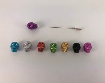 Skull Pin Hat Lapel Scarf Pin Wedding Accessory Hijab Pin Unisex Gift Red Green Blue Gold Silver Black Purple