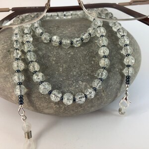 Glasses Chain Clear Crackle Glass Beads Spectacles Holder Lanyard Eyeglasses Cord