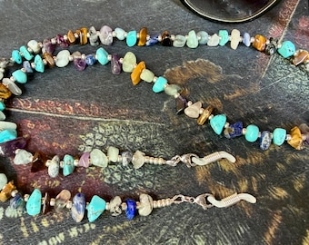 Multi Chip Gemstone Rainbow Seed Bead Glasses Spectacles Chain Lanyard