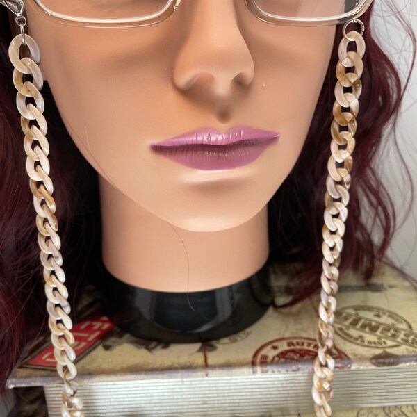 Acrylic Glasses Chain Funky Lanyard Eye Glasses Cord Beige Red Orange Green Curb Chain On Trend