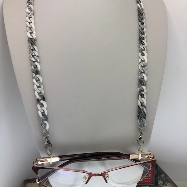 Acrylic Glasses Chain grey & white Funky Lanyard Eye Glasses Cord