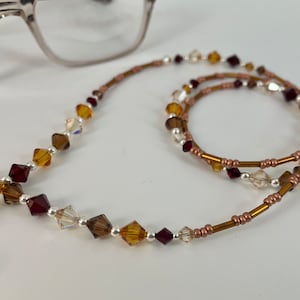 Glasses Chain Sterling Silver Copper Swarovski Crystal Eye Glasses Holder Office Gift Beaded Lanyard