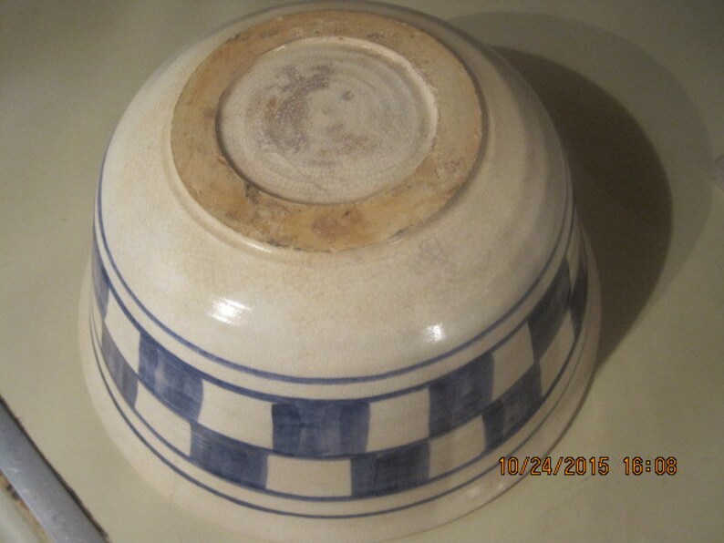 Vintage cobalt blue checker large 10 inch mixing bowl kitchen Etsy