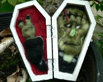 Frankie-stein: Needle Felted and Mix Media Piece
