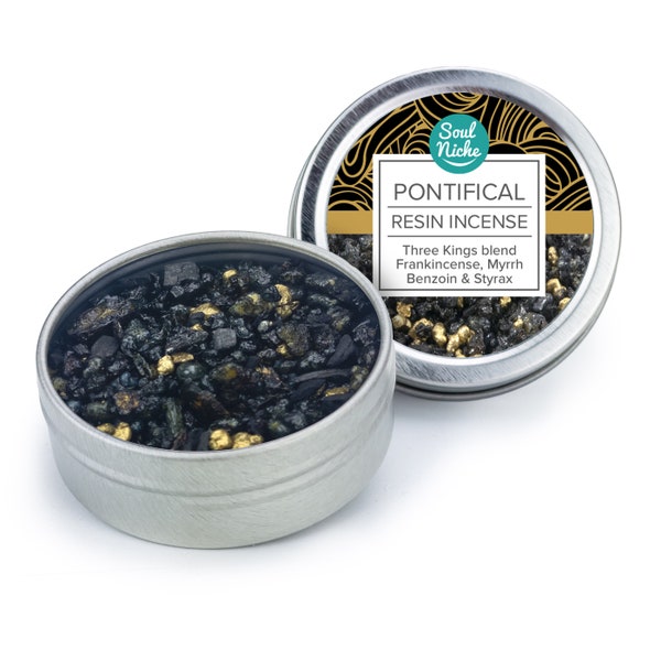 Pontifical Three Kings - Church Incense - Temple Incense - Frankincense Resin - Myrrh Resin - benzoin - Incense Resin - Metal Tin