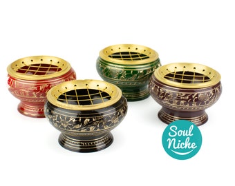 Colored Brass Mesh Screen Charcoal Incense Burner for Resin Incense and Incense Cones